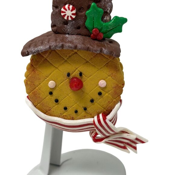 Snowman Ornament Faux Cookie Chocolate Peppermint Top Hat Holiday Kitchen Decor - Picture 4 of 16